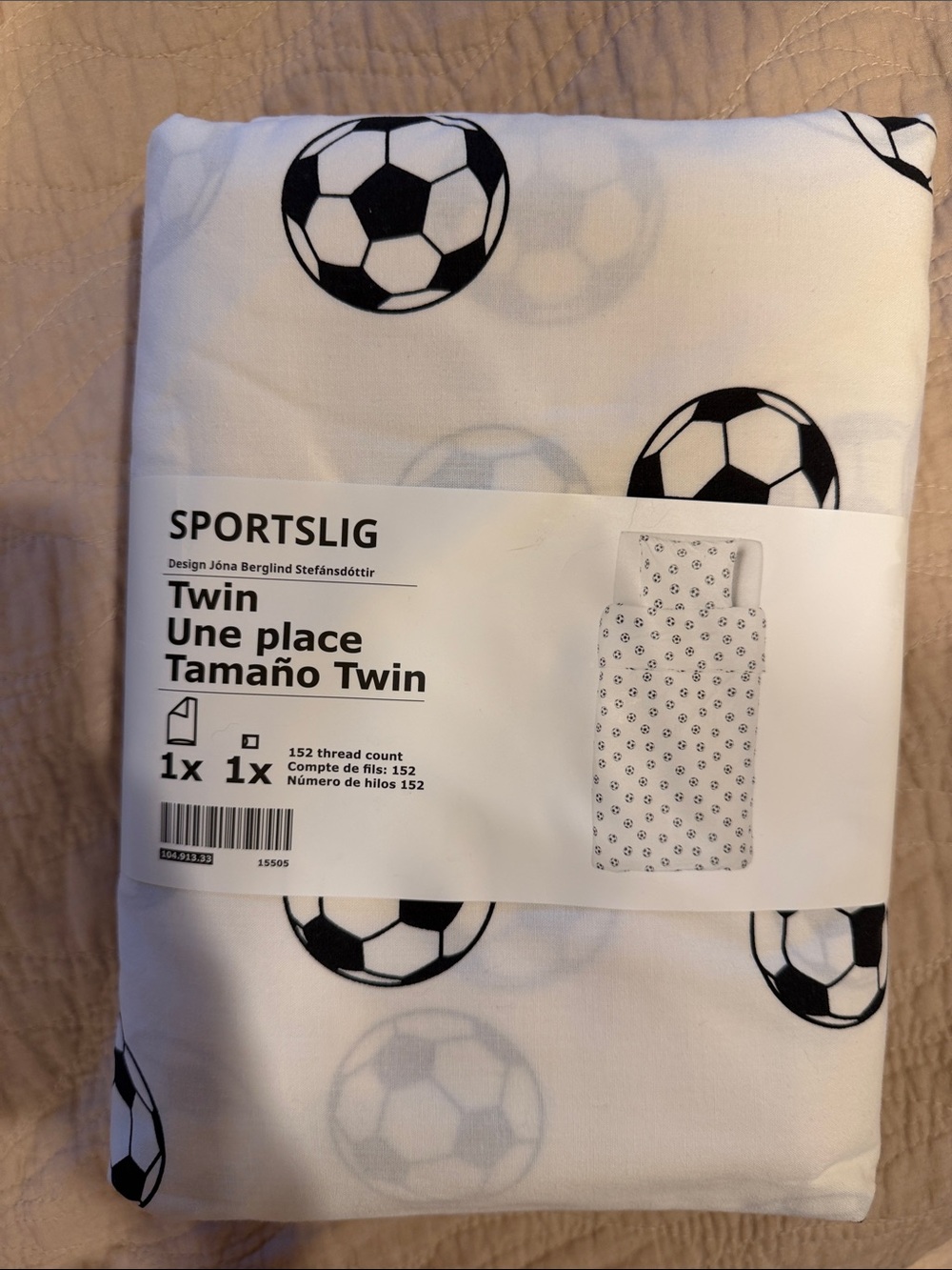 Sportslig twin cotton sheet and pillow set